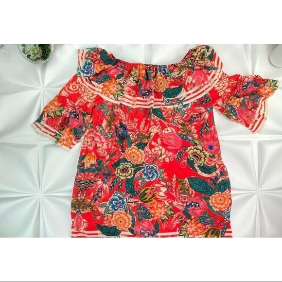 Flying Tomato Sz 2X Hawaiian Tropical Floral Print Off Shoulder Ruffled Dress - Picture 3 of 6